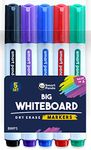 5 Big Whiteboard Pens by SmartPanda – Bullet Tip Whiteboard Markers – Dry Erase Markers, Perfect for Home, School or Office - 5 Set Assorted Colours