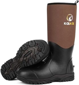 Kalkal Rubber Boots for Men, Waterproof Rain Boots Men with 6mm Neoprene, Insulated Durable Hunting Boots for Fishing, Farming, Gardening and Working