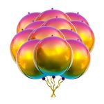 Foil Balloons 22 Inch Orb Round Rainbow Balloons 4D Balloons Metallic Balloons 12 Pcs Helium Ballon Large Mylar Balloons for Balloon Arch Kit Birthday Balloons Party Balloons Birthday Decoration