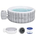 Bestway 2-4 Person SaluSpa Fiji Signature AirJet Inflatable Hot Tub Spa, 71" x 26" Round Portable Spa with 120 Soothing Jets and Insulated Cover
