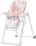 Kinderkraft Yummy Baby High Chair, Children's Chair, Childcare, Meal, Folded, with Tray, Footrest, Adjustable, Birth, 15 kg, Pink