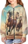 DISNIMO Girls Zip Up Hoodie Sweatshirt Teen Girls Fall Jacket Outwear Outfits Trendy Clothes 6-16 Years, 0 Horse, 8-10 Years