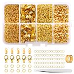 Weysoo 300 Pcs Jewellery Clasps Set, with Lobster Clasps Jump Rings, Crimp Ends, Chain Extender, Jump Ring Opener and Tweezer, Bracelet Clasps Necklace Clasps for Jewellery Making DIY Craft (Gold)