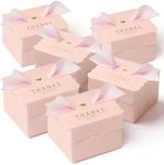 CHolic 50Pcs Party Favor Candy Box, Thank You Pink Gift Candy Box with Ribbons for Birthday Party, Bridal Shower, Wedding Decorations, Candy Table Decorations