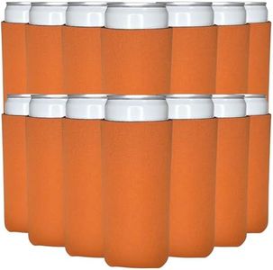 TahoeBay Slim Can Cooler Sleeves (50-Pack) Skinny Tall Cans 12 Oz Bulk Thin Seltzer Fit Sublimation Blanks for Vinyl Plain Blank Foam Beer Bottles Black White Assorted Solid Set (Texas Orange)