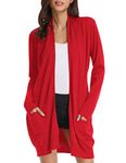 GRACE KARIN Women's Open Front Lightweight Sweaters Cardigan (S,Red)