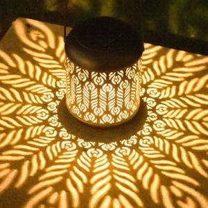 LeiDrail Solar Lantern Outdoor Garden Hanging Lanterns Metal Christmas Decoration Light Warm White LED Waterproof Landscape Lighting for Table Pathway Party Yard - 2 Pack