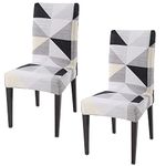 Hokipo Stretchable Dining Table Chair Cover Set Of 2 Seat Protector Slipcovers (Ar-4097-D6*2) - Polyester Blend, Black