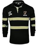 Malham USA Harp Ireland Longsleeve Striped Rugby Polo Shirt (Medium) Black