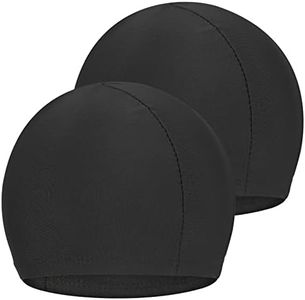 Fanshiontide 2 Piezas Unisex Gorro de Natación Gorro Elásticos de Baño Piscina Mujer y Hombre Gorro de Baño para Pelo Largo y Corto Gorros de Piscina Suave y Cómodo, Talla Unica (2 Negro)