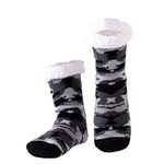 Hisonwel Mens Slippers Socks, Warm Fluffy Socks with Sherpa Fleece Non Slip, Gifts For Men (Camouflage black)