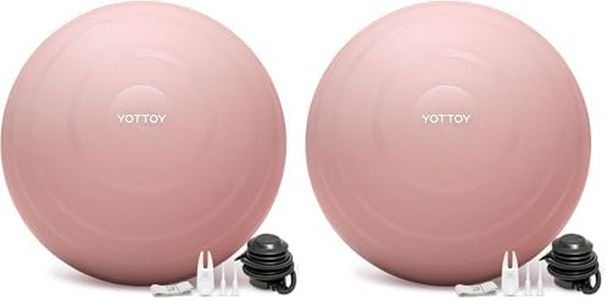 YOTTOY Exercise Ball for Pregnancy,Anti-Burst Yoga Ball for Physical Therapy,Stability Ball for Ball Chair Fitness with Pump (Pink) (Pack of 2)
