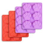 Cozihom Puppy Dog Paw Shaped Silicone Molds, 6 Cavity, Food Grade, FDA Approved, BPA Free Mold for Chocolate, Candy, Pudding, Jelly, Dog Treats Mold. 4 Pcs