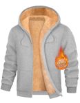 AFFA Fleece Hoodies for Men Sherpa Lined Full Zip Up Hooded Sweatshirt Winter Thick Warm Fashion Coats Jackets with Pockets(Light Grey,XL)