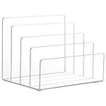 Winter Shore Acrylic File Organiser for Desk - 4-Section Clear Desk Organizer - Desktop Sorter for Mail, Paper, Letter Envelope, Notebook - Home & Office Organisation and Storage Accessories