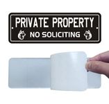 Private Property No Soliciting Sign, (2 Pack) Self-adhesive Aluminum Signs for House Door or Wall, 9 x 3 inch Reflective No Fade Metal Sings for Indoor Outdoor Use (No Soliciting)