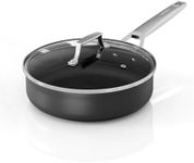 MsMk Nonstick Deep Frying with Lid, 9.5 Inch Titanium and Ceramic Nonstick Saute Pan with Lid, Stay Cool Handle, Induction Cookware, Oven & Dishwasher Safe, PFOA PFOS APEO Free