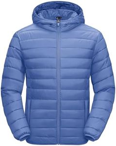 MAGCOMSEN Mens Puffer Coat Lightweight Warm Winter Jacket Hooded Water-Resistant Full Zip up Casual Puffy Heated Bubble Coats