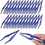 60 Pcs DisposableTweezers，Practical Craft Tweezers Plastic Forceps Crafting Tool for Kids Home School, for Home, School and Lab (Blue)