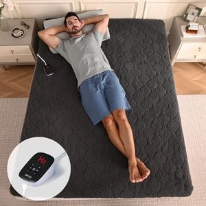 Bearhug Electric Heated Mattress Pads Full Size 54”×75” Sherpa Bed Warmer with 21” Deep Pocket 10 Heat Settings 12-Hour Timer Machine Washable Gray