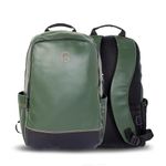 Alt Crew Stallion Backpack, Premium Synthetic Leather, Cushioned Back Support, Ergonomic Design, Mesh Back and Anti-Sweat Material (Black & Olive Green)