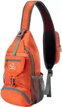WATERFLY Packable Small Crossbody Sling Backpack Shoulder Chest Bag Daypack for Hiking Traveling - Orange