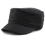 The Hat Depot Cadet Military Army Baseball Cap Tie Dye & Washed Cotton Basic & Distressed Cadet Brushed Cotton Cap, 1. Basic - Black, Medium