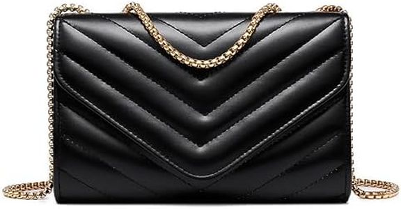 Dasein Women Small Quilted Crossbody Bags Stylish Designer Evening Bag Clutch Purses and Handbags with Chain Shoulder Strap (Black)