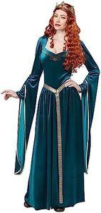 California Women's Lady Guinevere Medieval Renaissance Costume for Adult, Medium Green