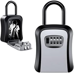 LOFICOPER Key Lock Box for Outside, Wall Mount Key Safe Lock Box, Key Storage Box with Detachable Shackle, 5 Keys Capacity, for Car, Door Handle, Fence