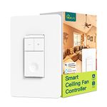 TREATLIFE Smart Ceiling Fan Control, 4 Speed Fan Switch for Ceiling Fan, Neutral Wire Required, Smart Home Device Works with Alexa and Google Assistant, Remote Control, No Hub Required, 2.4GHz WiFi