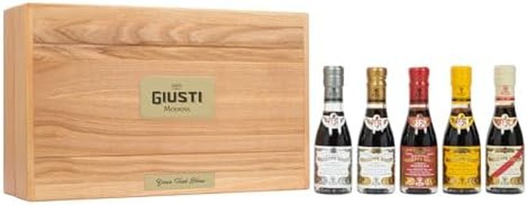 Personalized Giusti Historical Collection of 5 Italian Balsamic Vinegars with Wood Gift Box Made in Modena, Italy - Award-Winning, Aged, Gourmet Vinegar - 100 ml Bottles - Custom Engraving