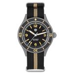 watchdives Dive Watch for Men, Vintage 50-Fathoms NH35 Automatic Watches 40mm Domed Glass 300m Waterproof Diving Wristwatch Black Dial with Nylon Watch Strap, Black, dive watch