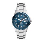 Fossil Stainless Steel Analog Blue Dial Men Watch-Fs6050, Bandcolor-Silver