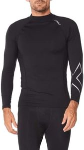 2XU Mens Ignition Compression Long Sleeve Shirt for Training and Fitness, Black/Silver, Medium