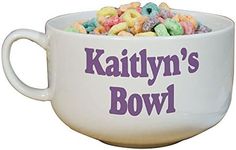 GiftsForYouNow Any Message Personalized Cereal Bowl, Holds up to 32 oz., White Ceramic Bowl, Cereal Bowl with Handle