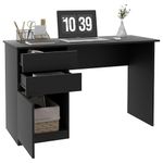 HOMCOM Modern Computer Desk, Home Office Desk for Study, Writing Workstation with Storage Drawer and Cabinet for Living Room Black