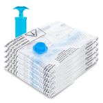 aonova Vacuum Storage Bags, 5-Pack Vacuum Compression Zipper Storage Bags Reusable for Travel and Home with Airtight Valve and Hand Pump - Large 80x60cm