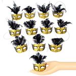 IETANG 12pcs/lot Small Masquerade Mask Luxury Mini Mask Mardi Gras Party Favor (3-black)