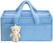 Baby Diaper Caddy Organizer for Changing Table, Baby Storage Basket for Diapers and Baby Wipes,Perfect for Baby Shower,Car Caddy Organizer,Nursery Diaper Organizer, Portable Diaper Storage Bag (Blue)