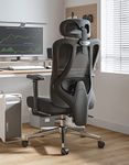 Hbada Ergonomic Office Chair Desk Chair with Rotatable Lifting Adjustable Lumbar Support and Headrest, Tilt Function Swivel Computer Task Chair with Footrest