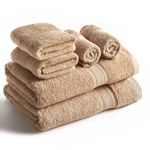 Sweet Needle 6 Piece Towel Set - 2 Bath Towels, 2 Hand Towels and 2 Washcloths Cotton Daily Use Hotel Spa Quality Soft Highly Absorbent Quick Dry Light Weight (Linen)