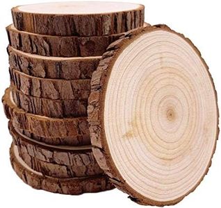 Unfinished Natural with Tree Bark Wood Slices 10 Pcs 4.2-4.7 inch Disc Coasters Wood Coaster Pieces Craft Wood kit Circles Crafts Christmas Ornaments DIY Crafts with Bark for Crafts Rustic Wedding