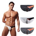 Maiclaice Men's Bikini Ice Silk Underwear Classic Low Rise Briefs, Black/White/Gray 3pcs, Large