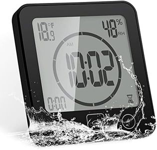 FORNORM Shower Clock Waterproof Digital Clock Timer with Alarm Temperature Humidity Display/Countdown Timer-Black