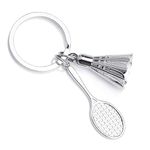 MIK Badminton Stainless Steel Keychain Metal For Gifting With Key Ring Anti-Rust (Pack Of 1)