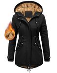 Vancavoo Womens Parka Winter Coats Waterproof Jacket Hooded Coat Fleece Lined Jacket Ladies Arctic Velvet Warm Outdoor Windbreaker Hoodies zip up Sweatshirt Outwear with Pockets(Black,L)