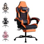 WOTSTA Gaming Chair, Ergonomic Gaming Chair with Footrest and Lumbar Support, Computer Chairs, Height Adjustable Computer Racing Gamer Chairs for Gaming or Office, Black Orange