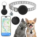 Cat GPS Tracker with Collar, Dog Tracker Compatible with iOS and Android, Real-Time Tracking Cat/Dog GPS Tracker, Stretchy Cat GPS Tracking Collar, Dog Collar Holder No Monthly Fees, IPX6 Waterproof