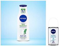 NIVEA Body Lotion, Aloe Hydration, with Aloe Vera for Instant Hydration in Summer, for Men & Women, 200 ml & Nivea Deodorant Roll On, Fresh Natural for Unisex, 50ml